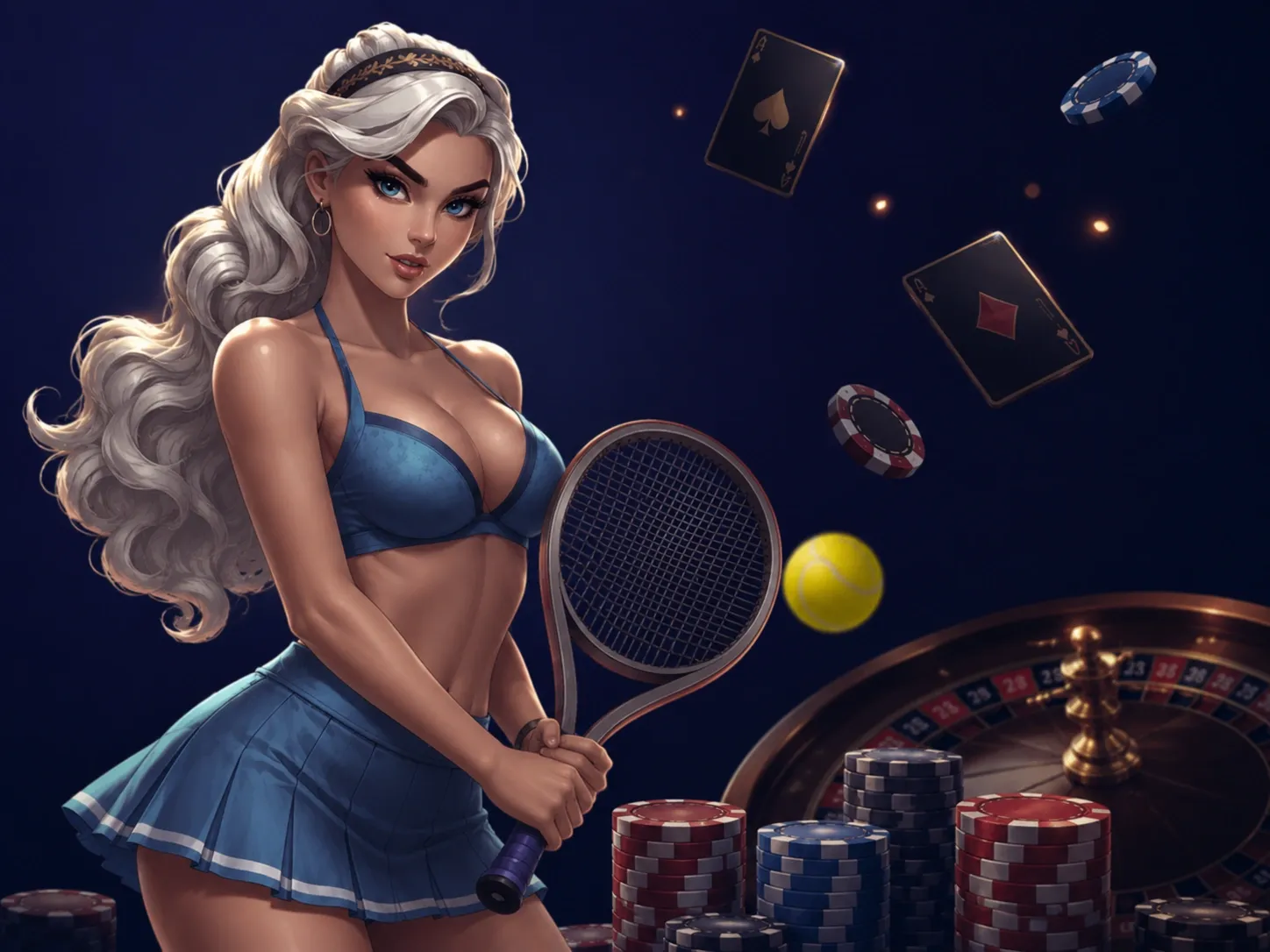 Casino tennis showdown in stylish glamour